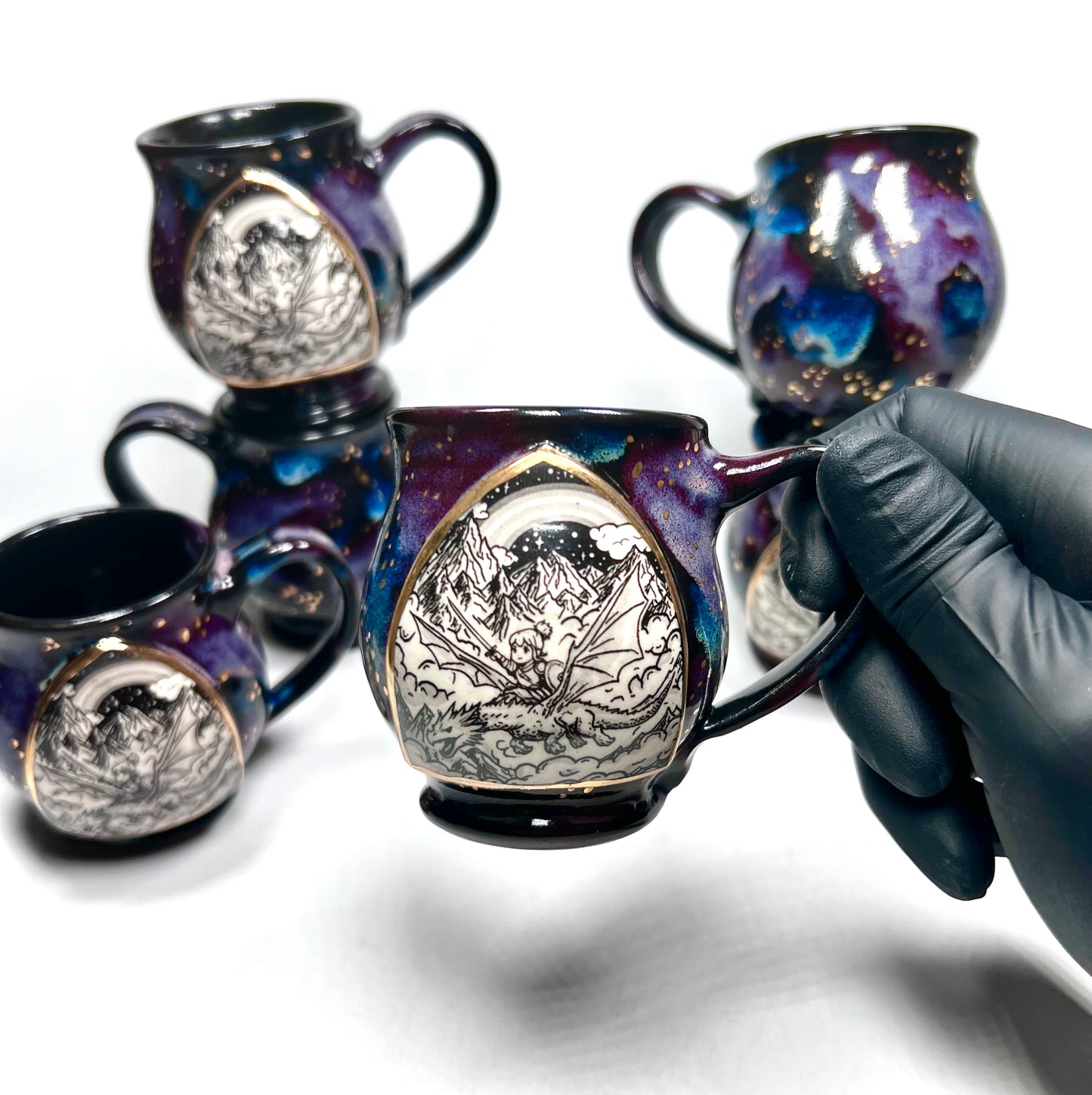 Baby Dragon Warrior Espresso Cup (Starry Night)