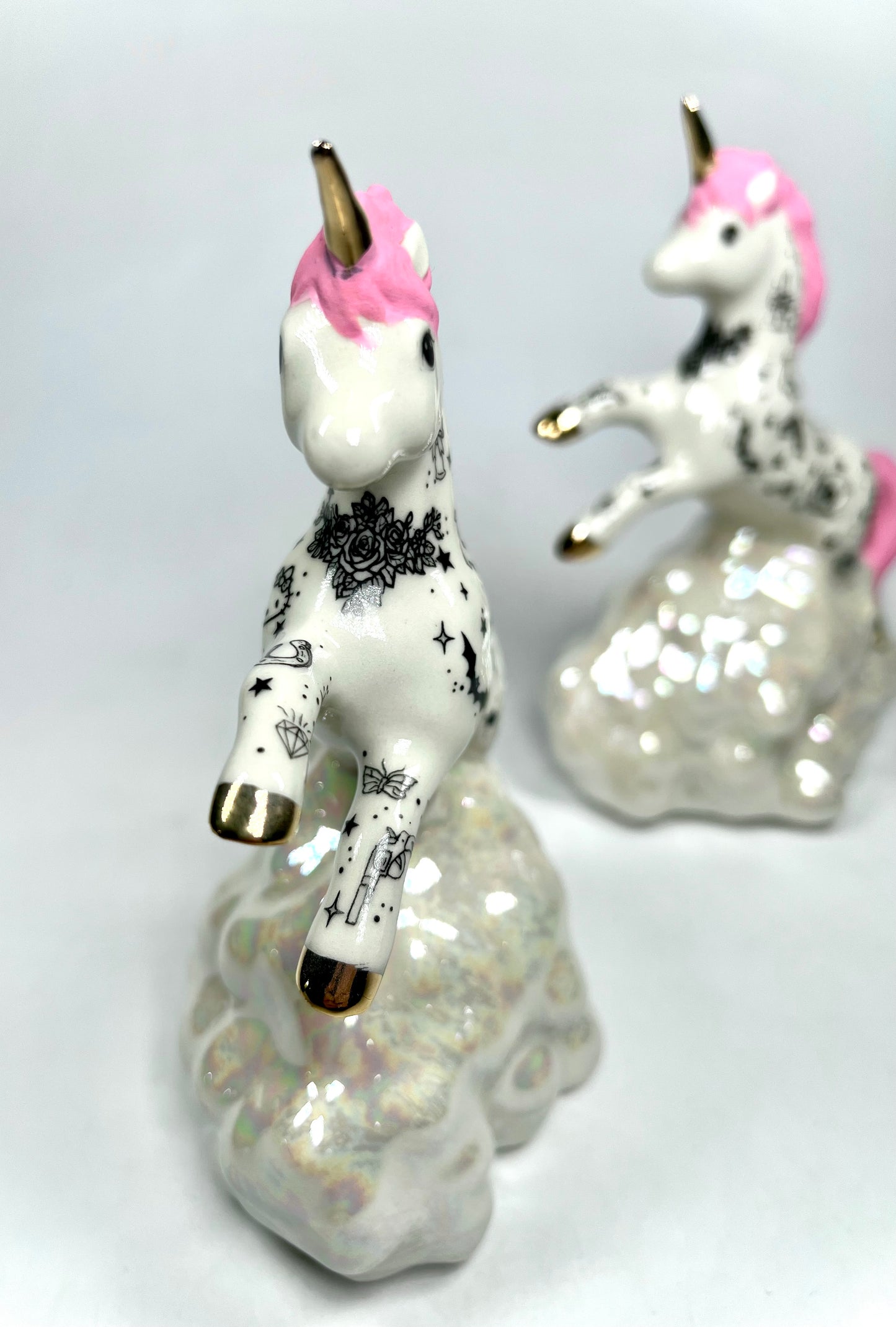 Pink Tattooed Unicorn Sculpture