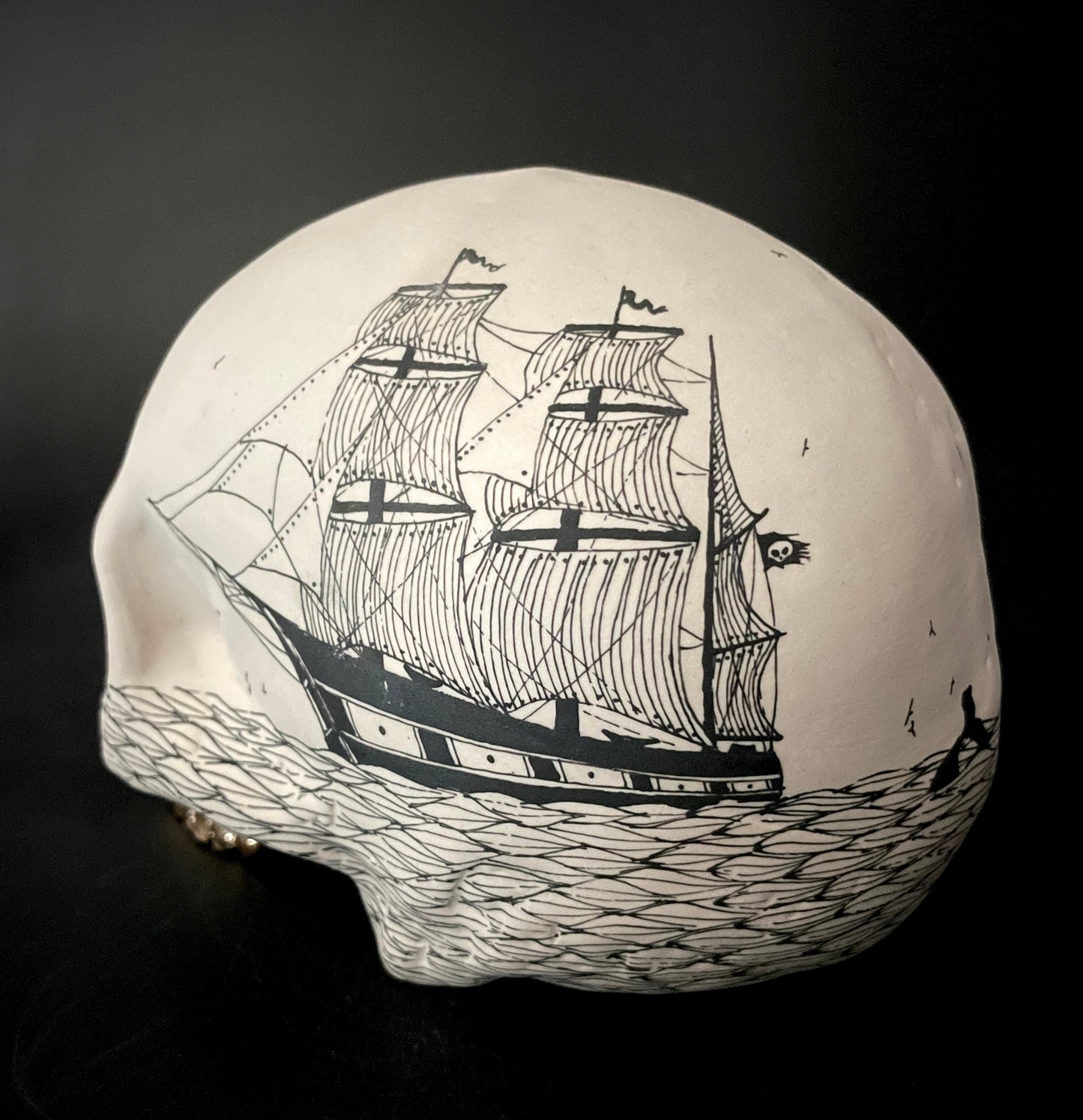 Scrimshaw Style Skullpture