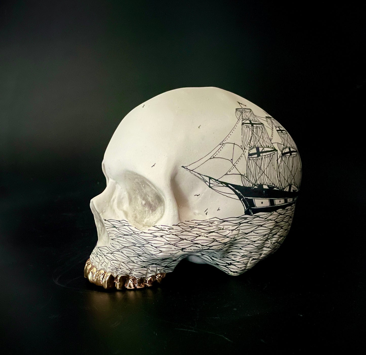 Scrimshaw Style Skullpture