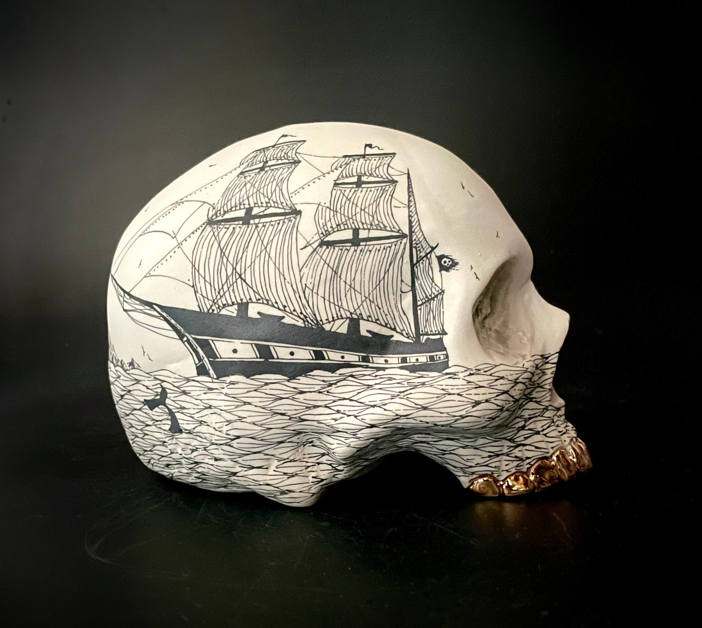 Scrimshaw Style Skullpture