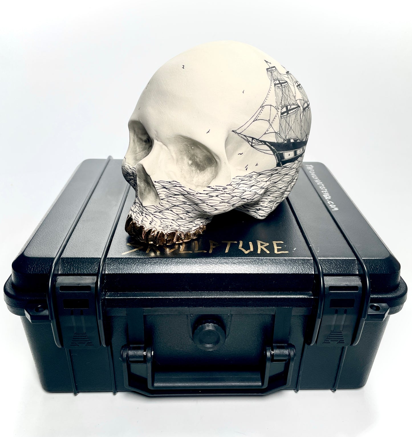Scrimshaw Style Skullpture