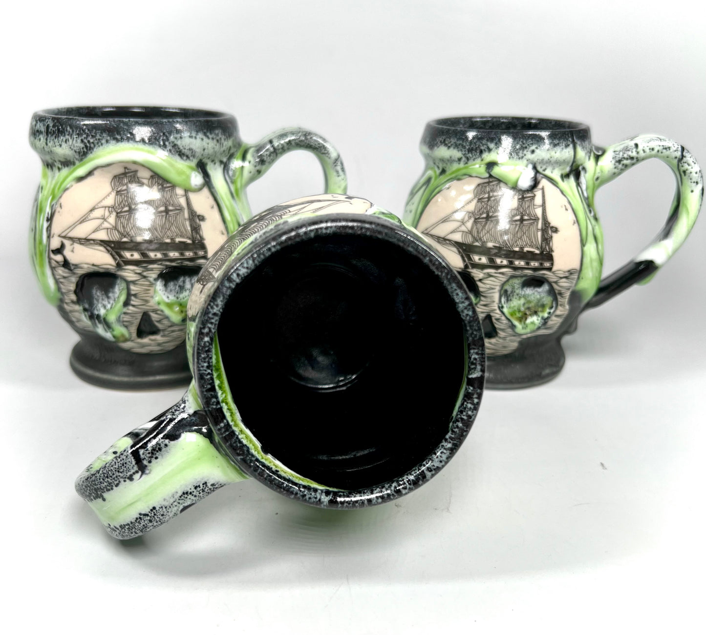 Slime Green Ghost Ship Skull Mug