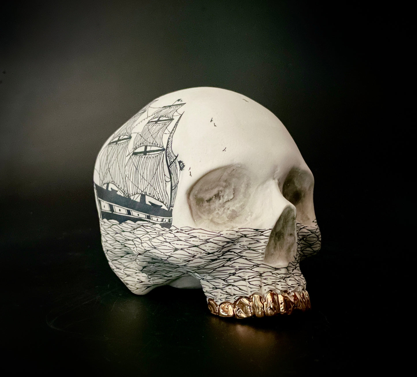Scrimshaw Style Skullpture