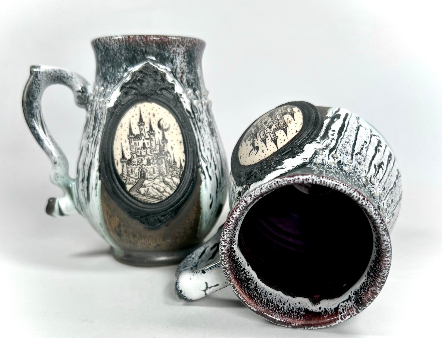 White and Gold Castle Cameo Mug