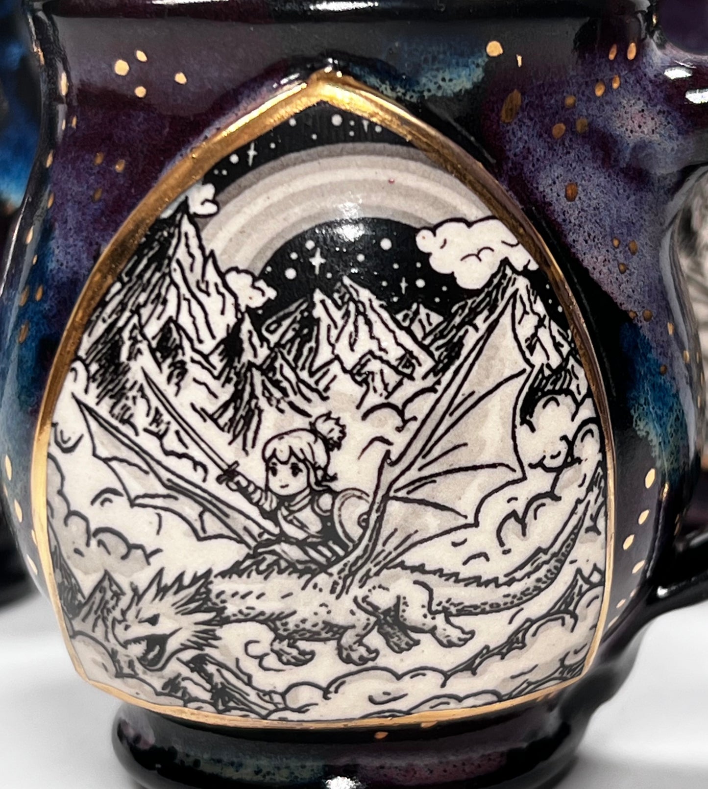 Baby Dragon Warrior Espresso Cup (Starry Night)