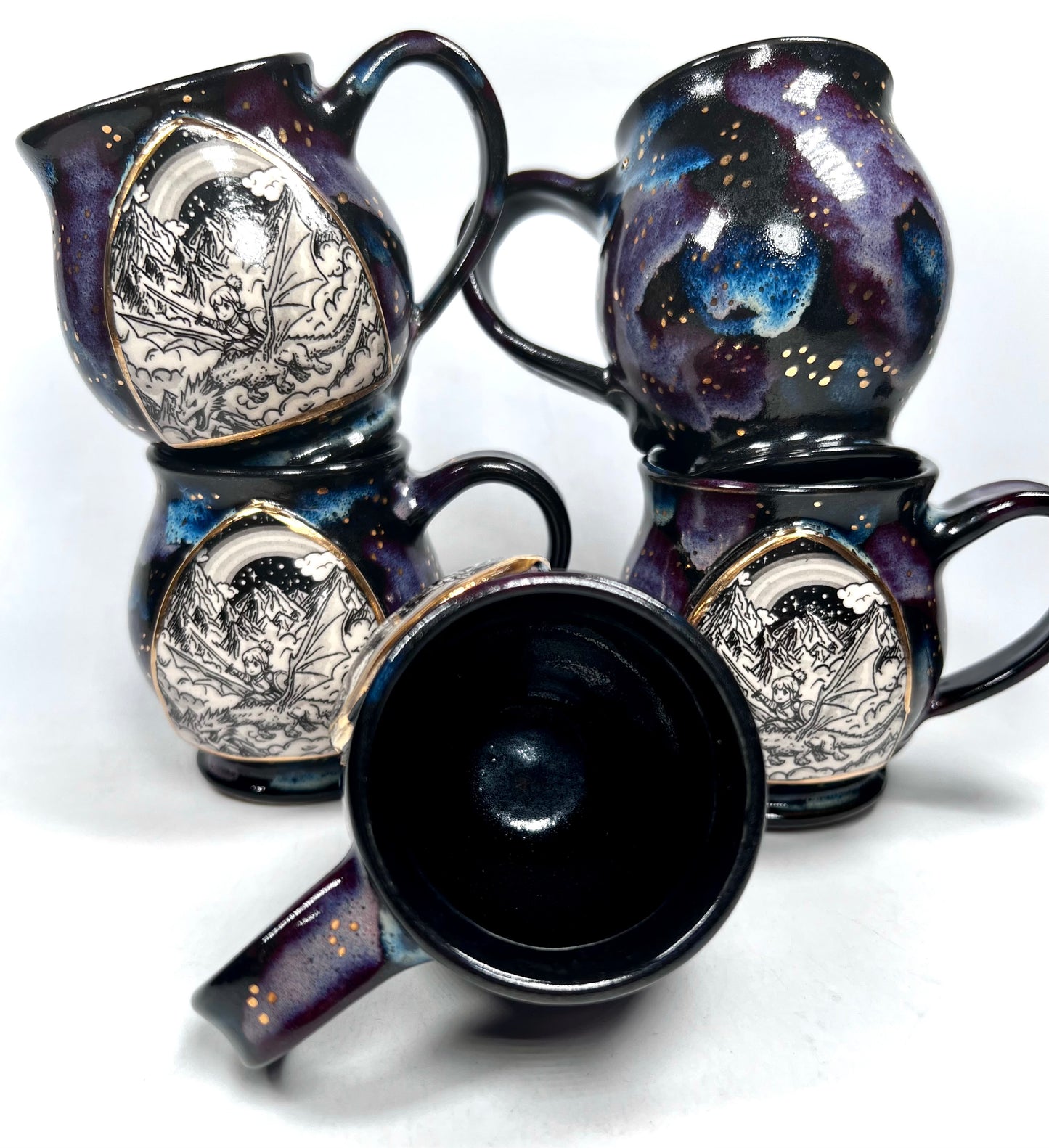 Baby Dragon Warrior Espresso Cup (Starry Night)