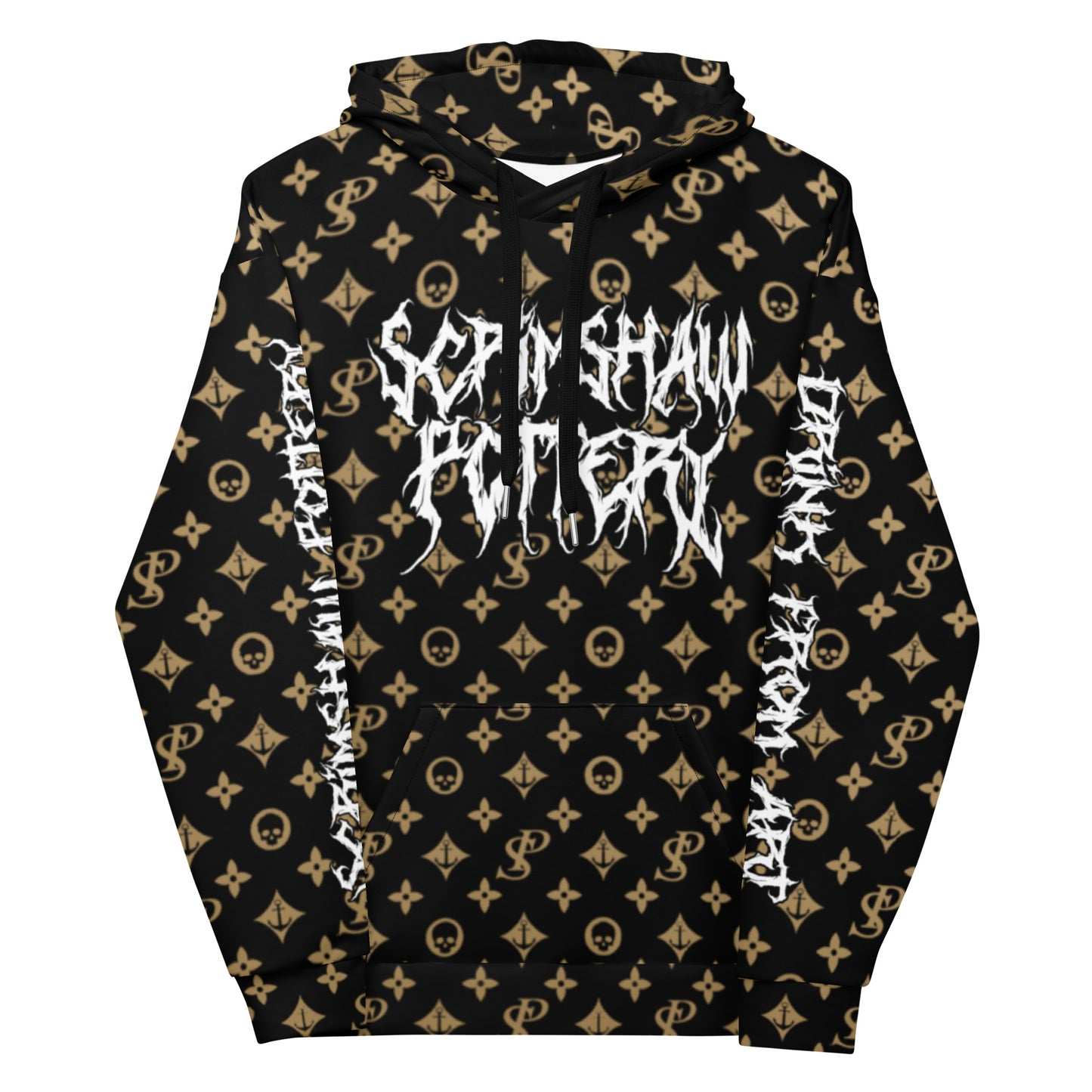 Gold Monogram Black Metal Clay Wizard Hoodie