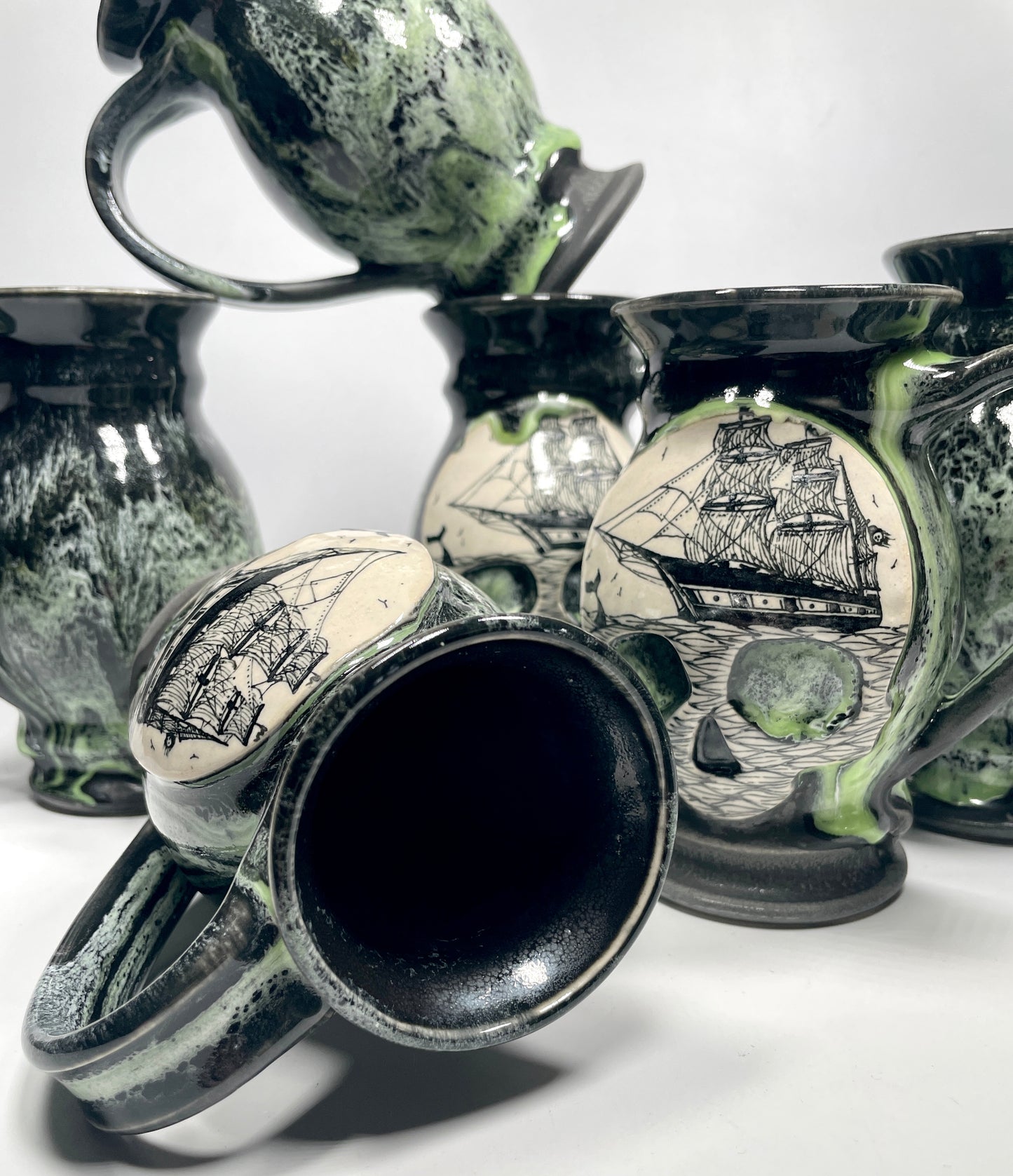 Slime Green Ghost Ship Skull Mug