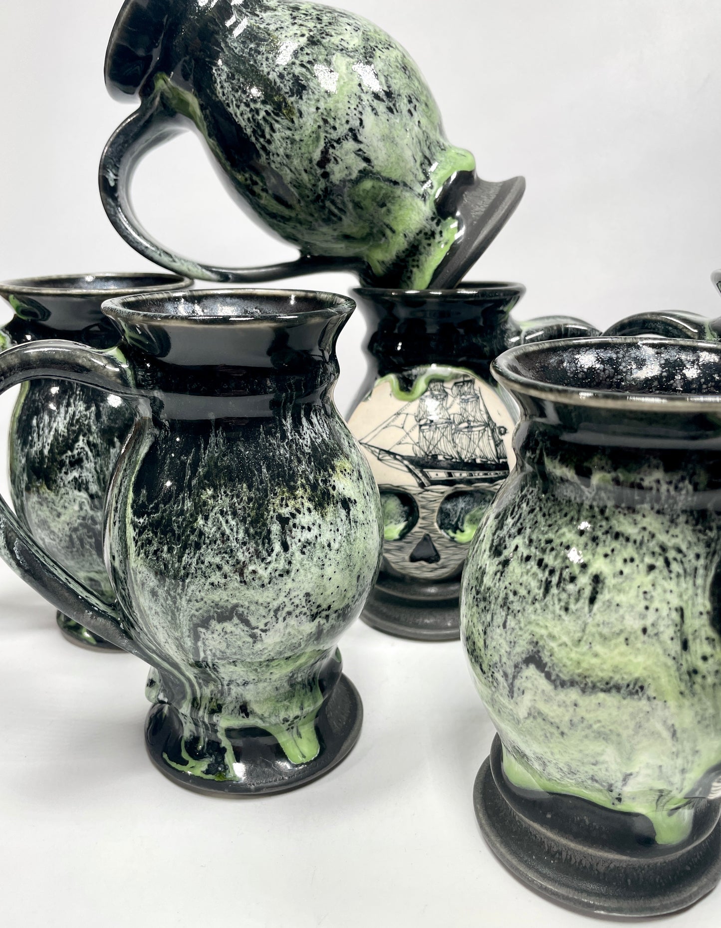 Slime Green Ghost Ship Skull Mug