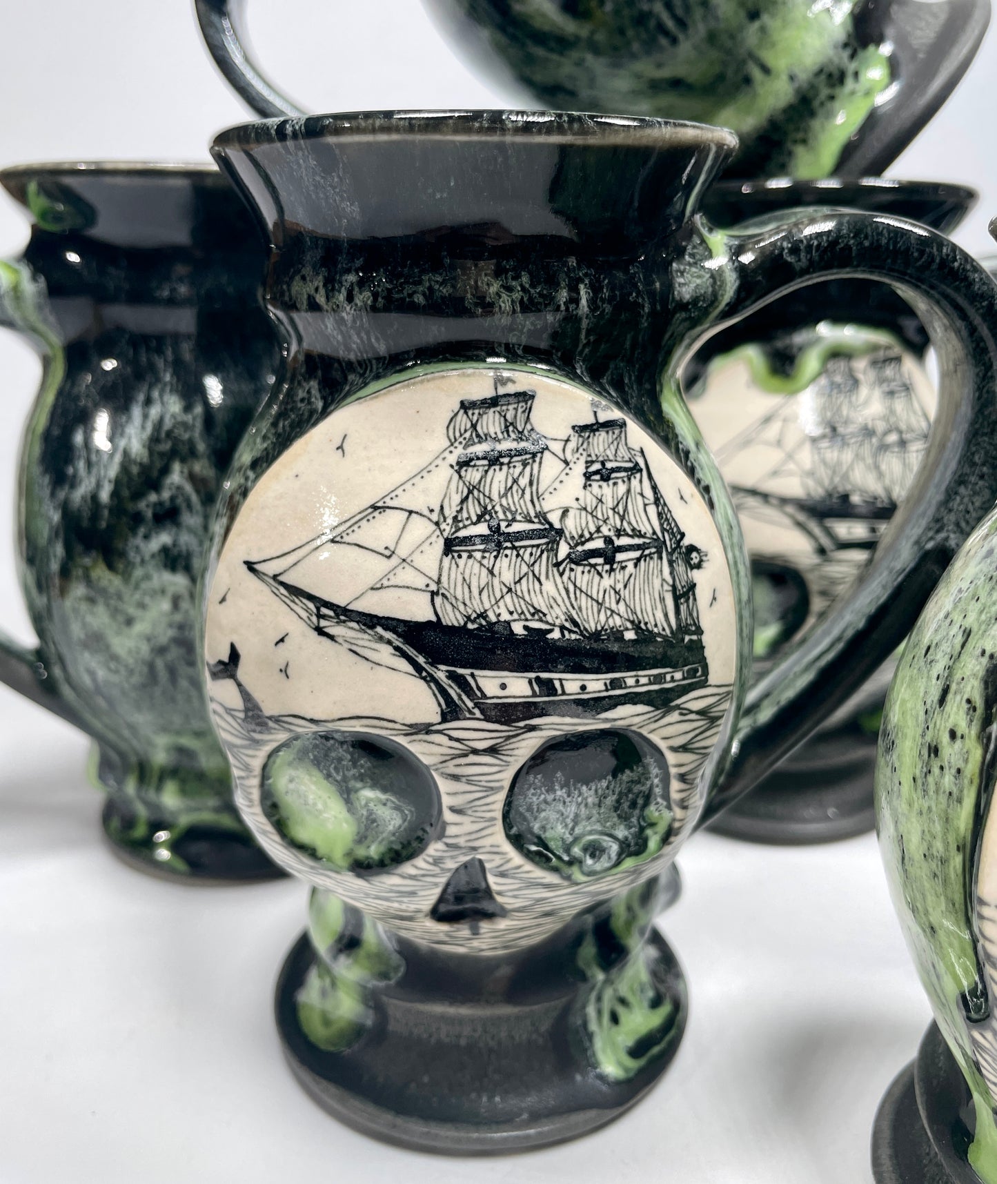 Slime Green Ghost Ship Skull Mug