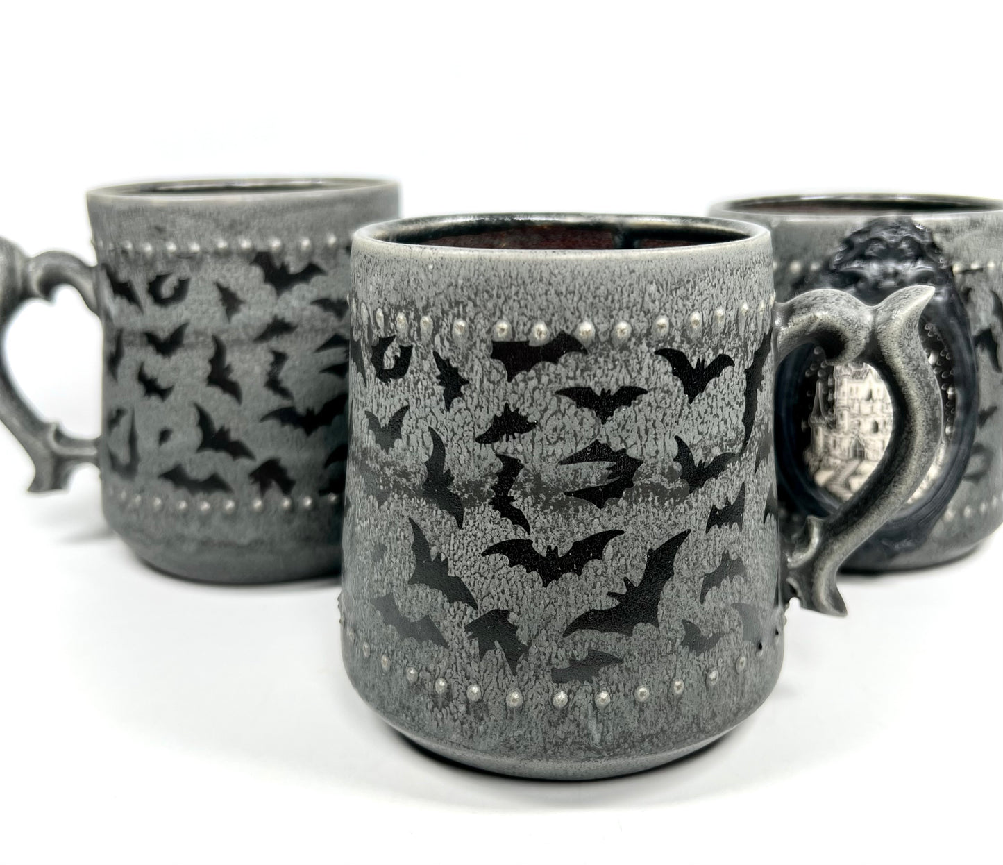 Black Castle and Bats Cameo Mug