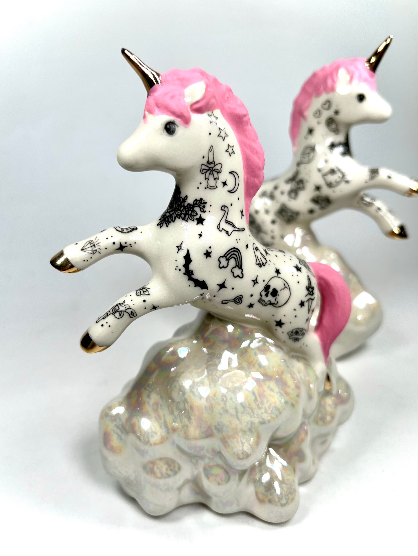 Pink Tattooed Unicorn Sculpture