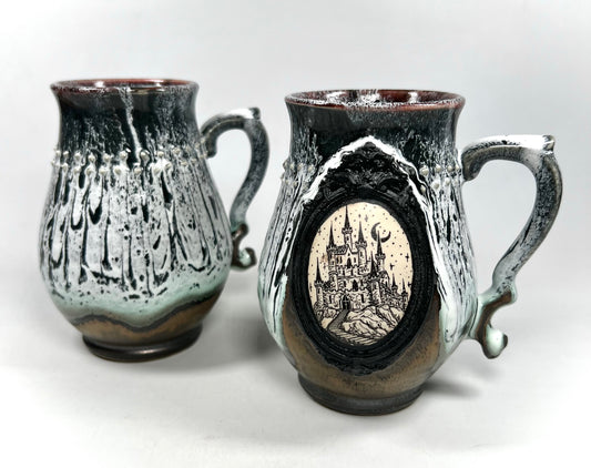 White and Gold Castle Cameo Mug