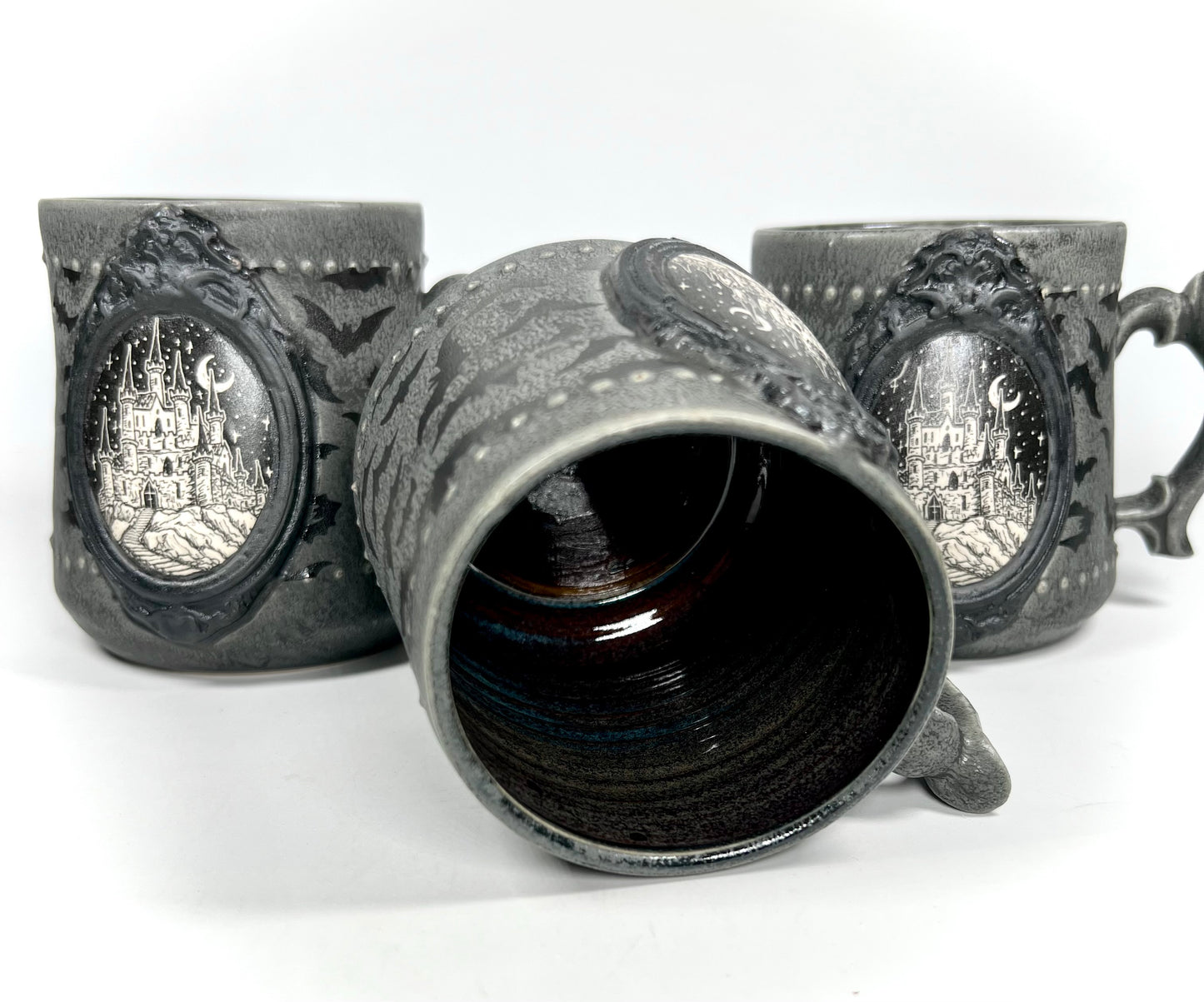 Black Castle and Bats Cameo Mug