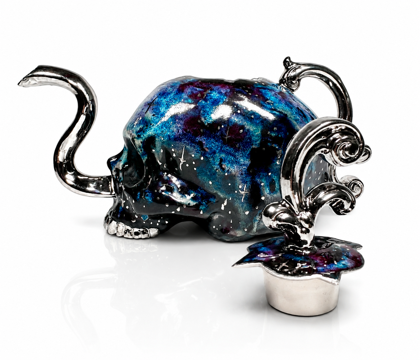 (PREORDER) Silver Deadspace Victorian Skull Teapot