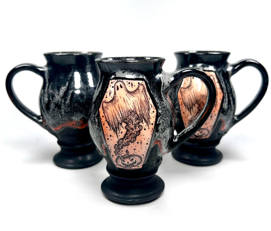 Orange and Grey Jack-O-Lantern Ghost Mug