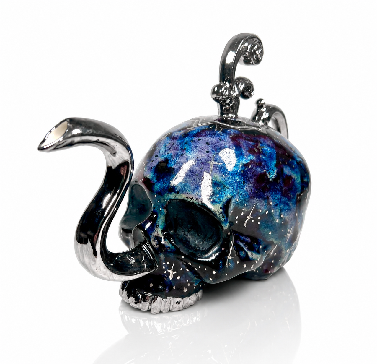 (PREORDER) Silver Deadspace Victorian Skull Teapot