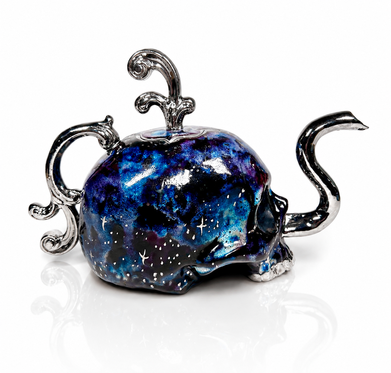 (PREORDER) Silver Deadspace Victorian Skull Teapot