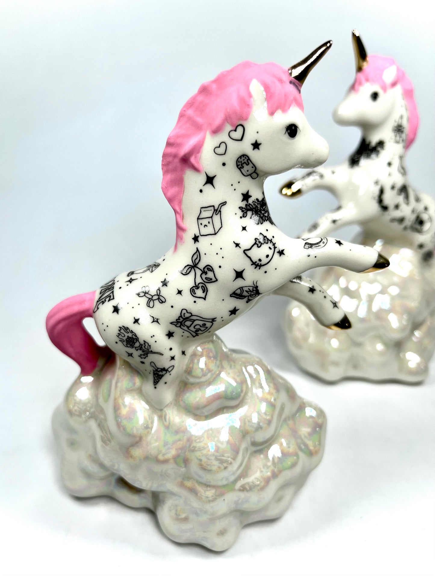 Pink Tattooed Unicorn Sculpture
