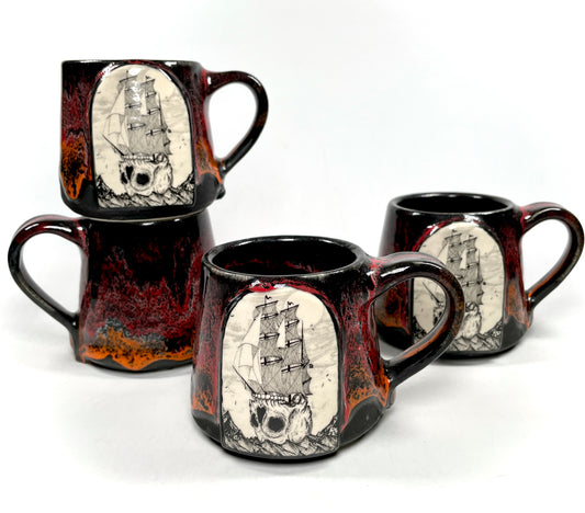 6oz Skullship Espresso Cup (Scorched Red)