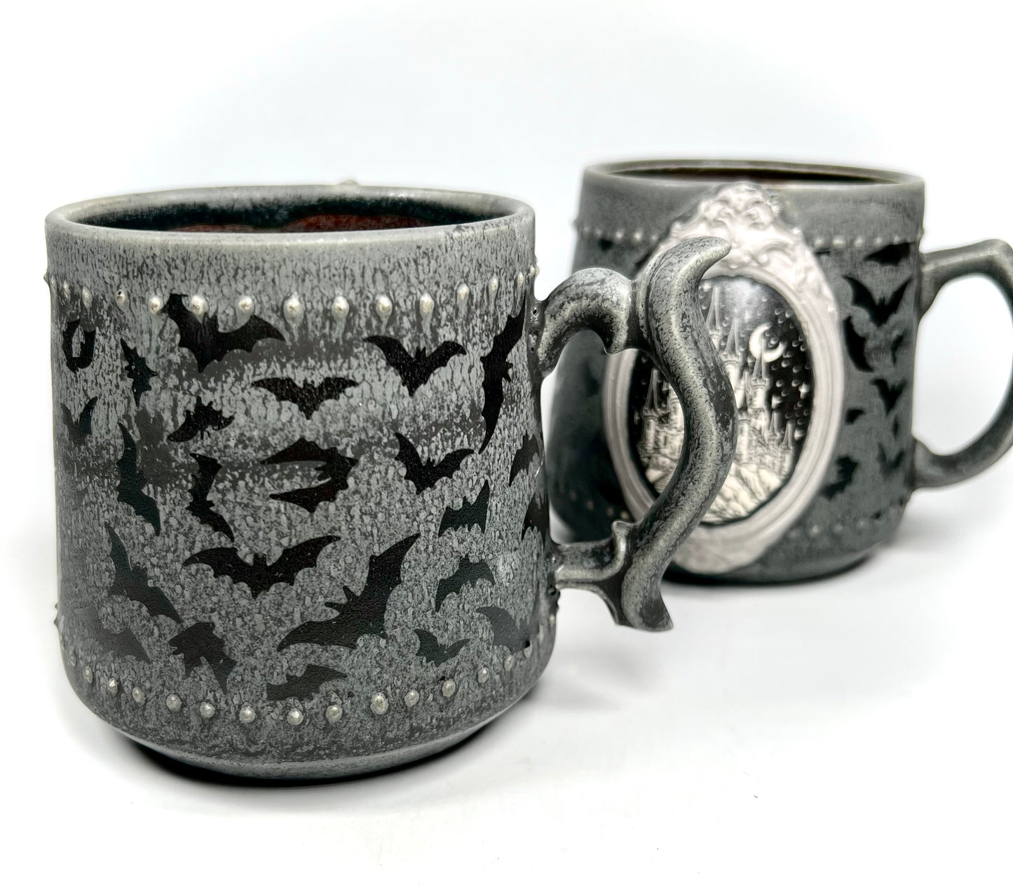 Silver Castle and Bats Cameo Mug