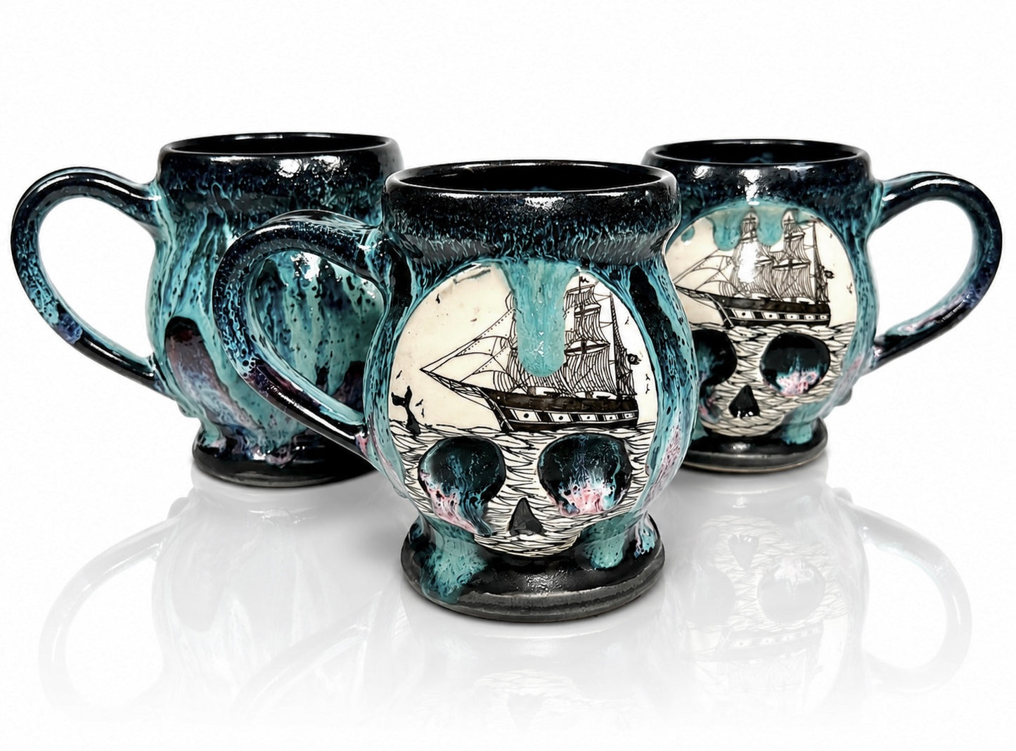 Cotton Candy Ghost Ship Skull Mug