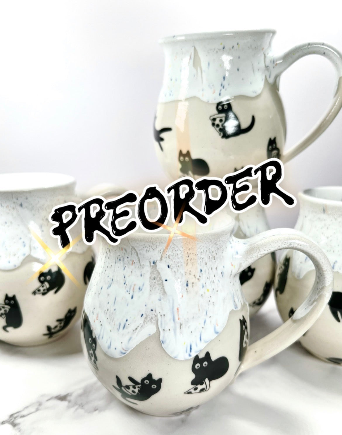 (PRE ORDER) Black Cat Pizza Party Mug