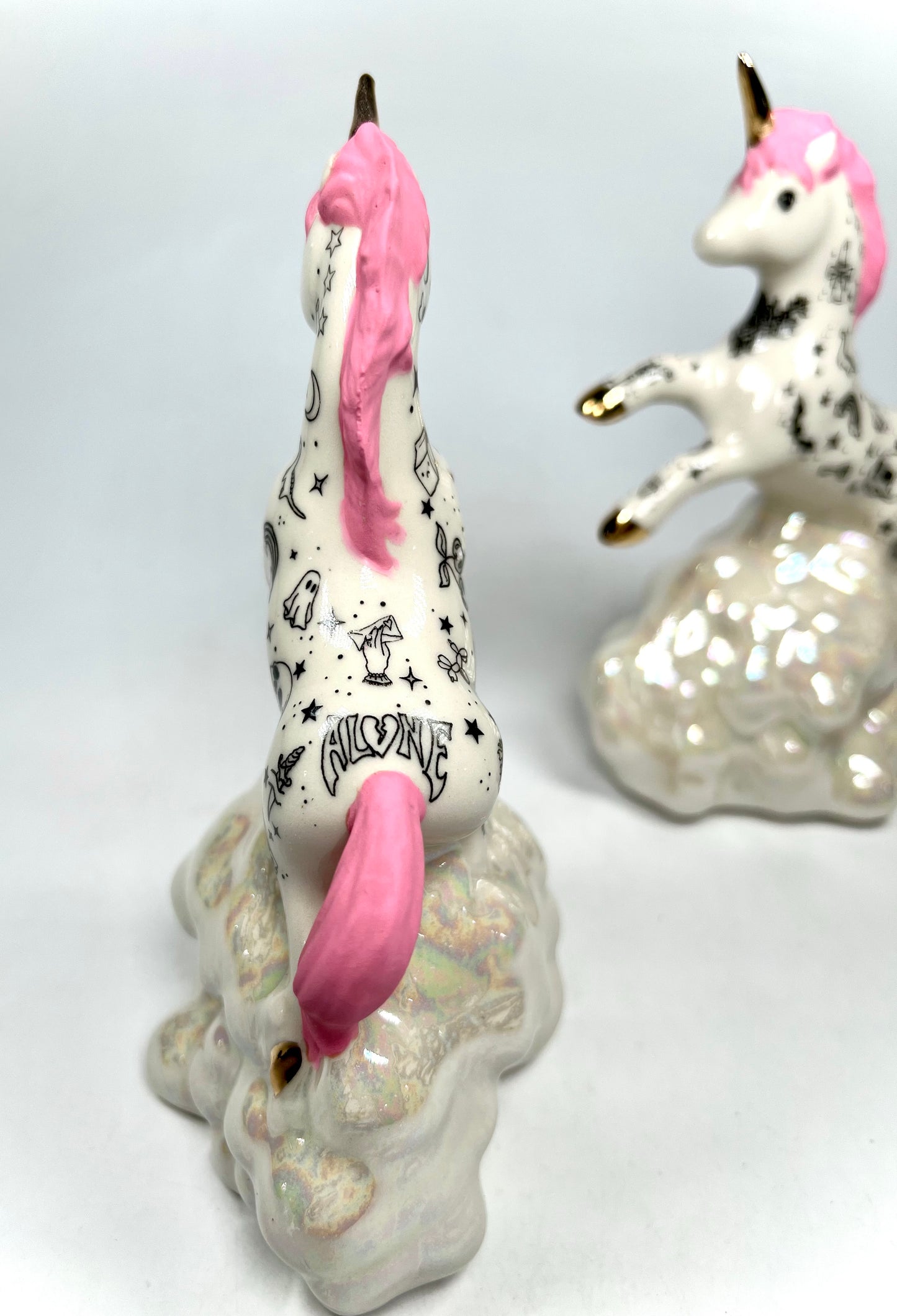 Pink Tattooed Unicorn Sculpture