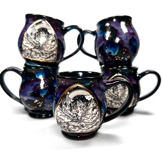 Baby Dragon Warrior Espresso Cup (Starry Night)