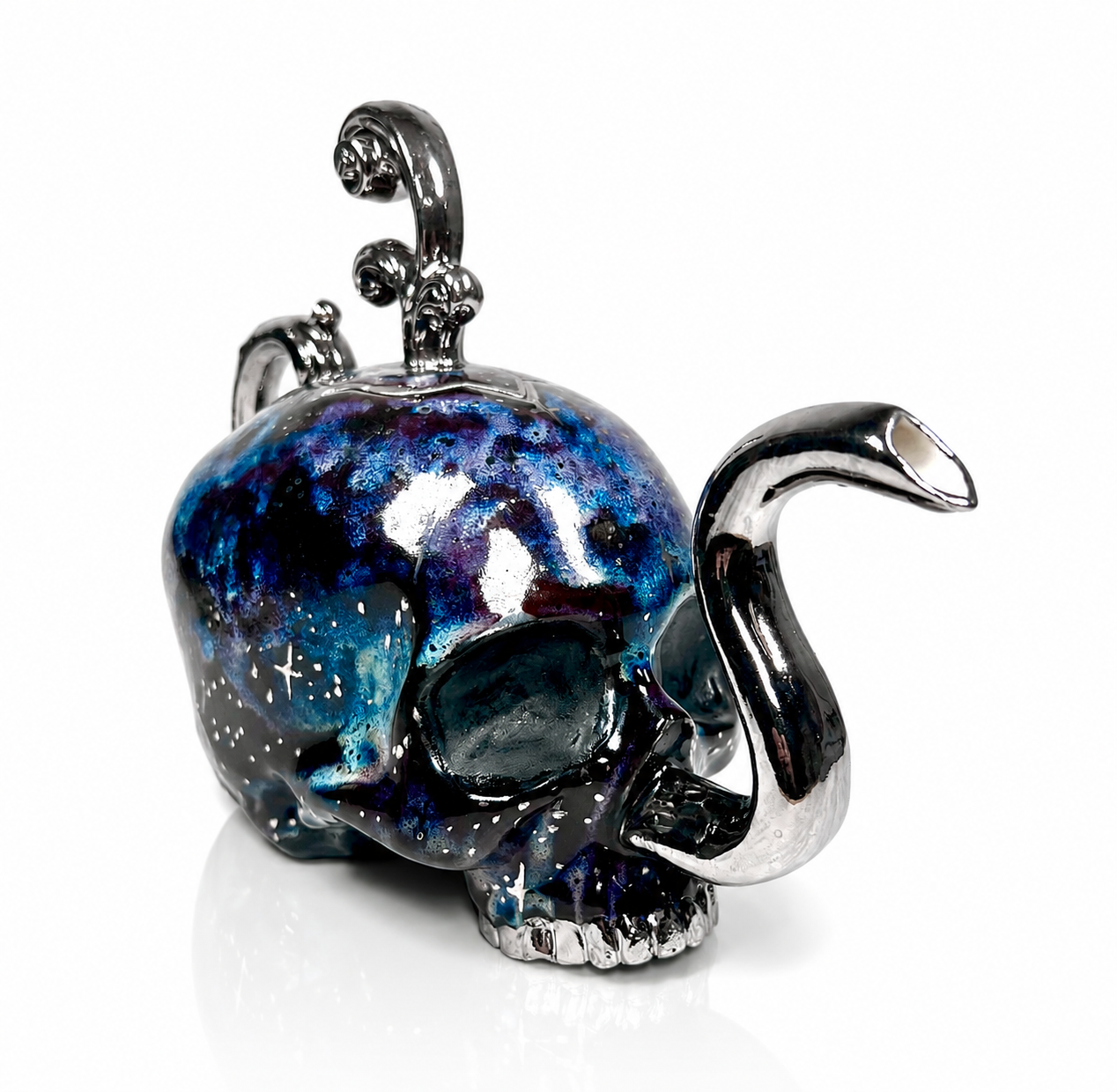 (PREORDER) Silver Deadspace Victorian Skull Teapot