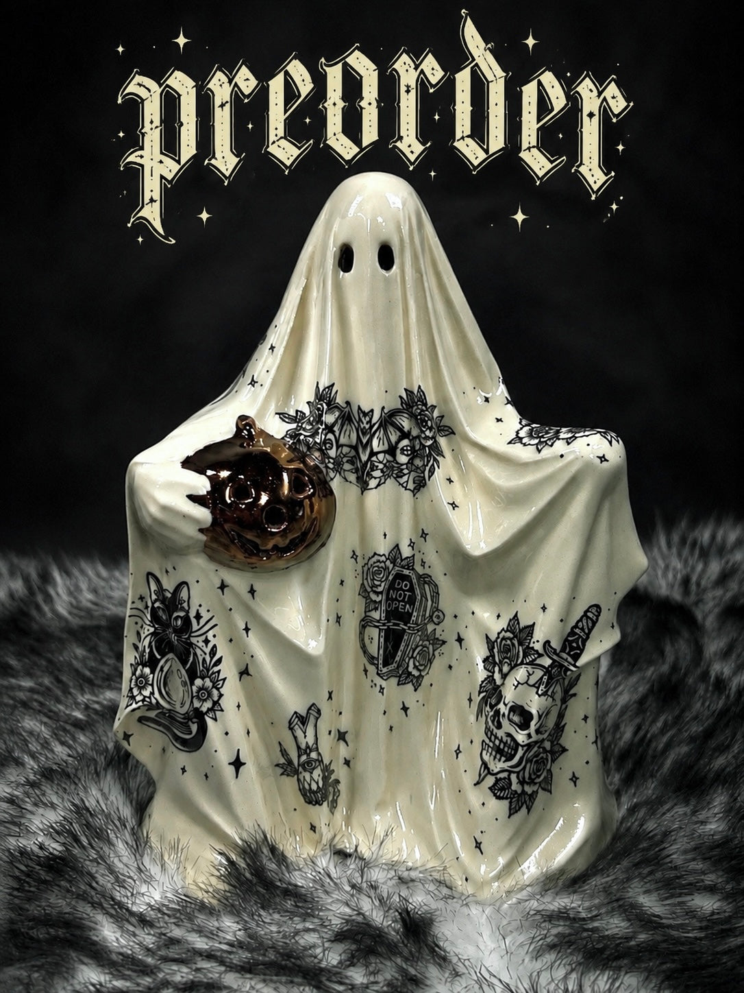 (PREORDER) Tattooed Ghost with Copper Pumpkin