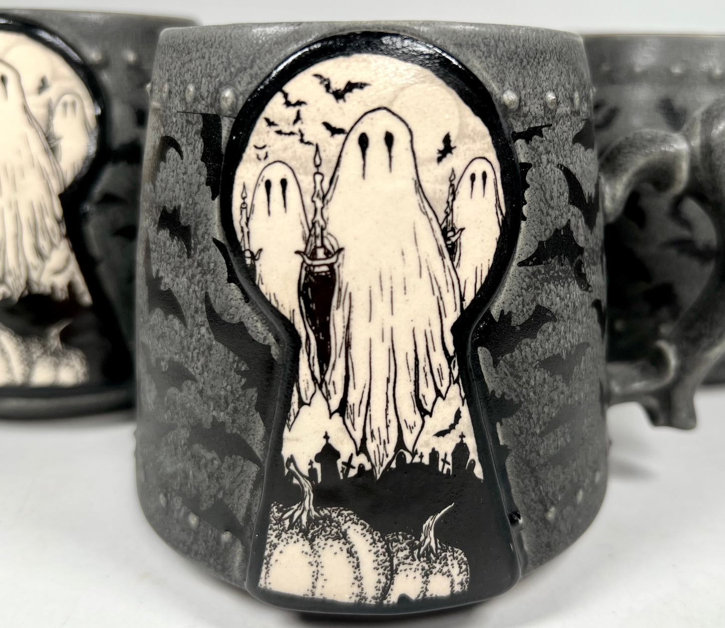 Black Knock Knock Ghost Mug