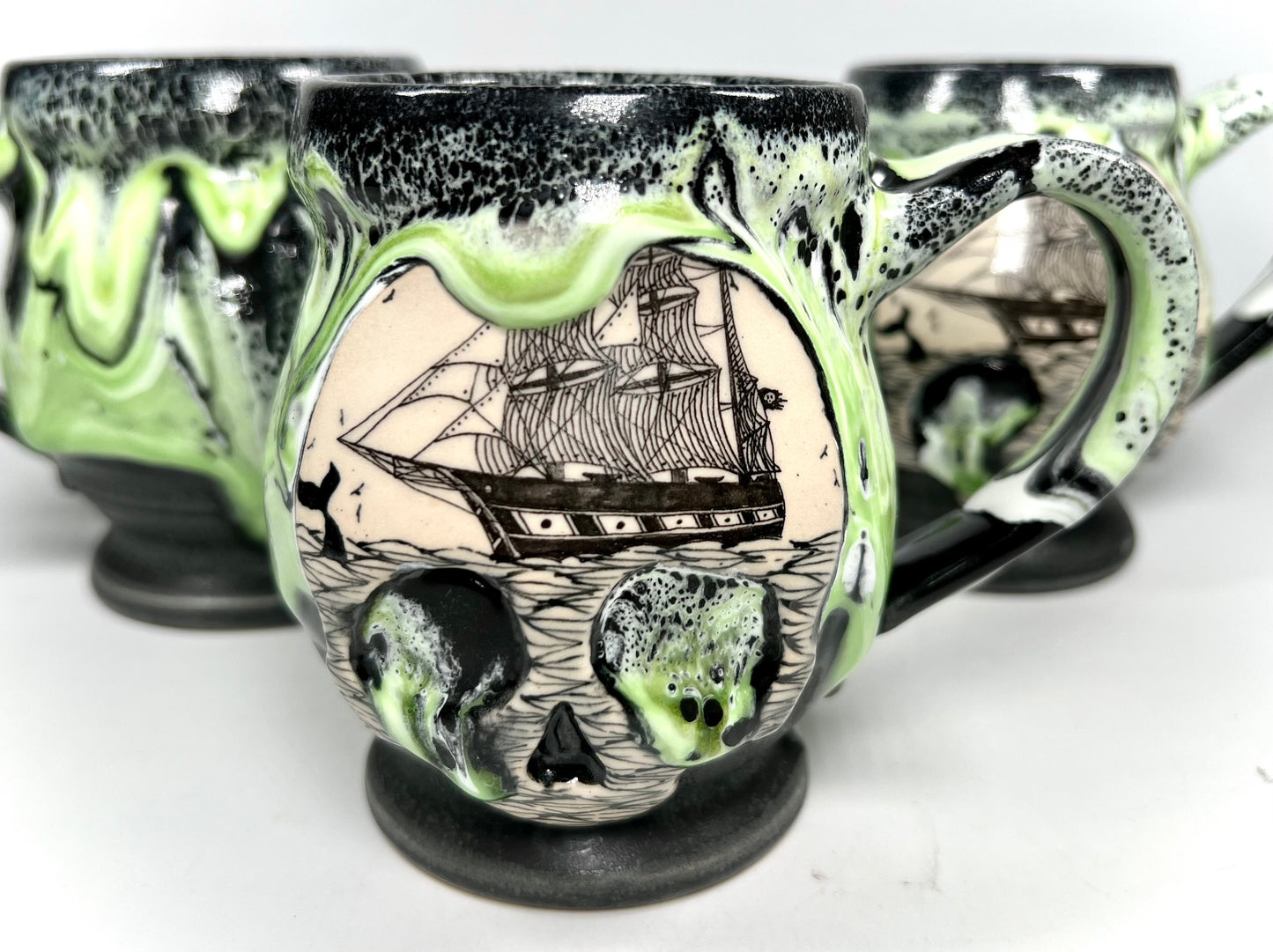 Slime Green Ghost Ship Skull Mug