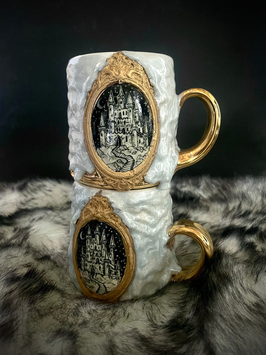 Pearl Drip Framed Castle Mug