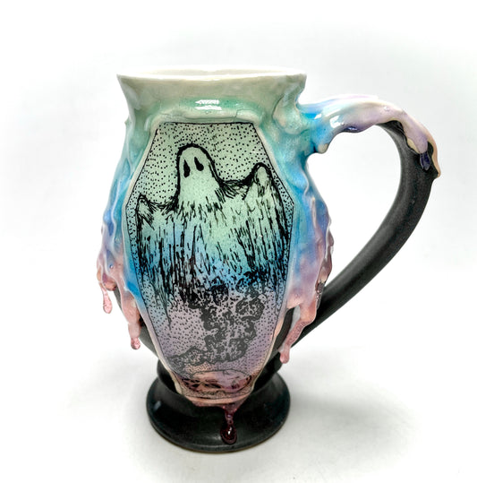 Mermaid Color Drip Ghost in the Skull Mug