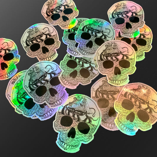 4" Holographic Vinyl Kraken Attack Skull Sticker