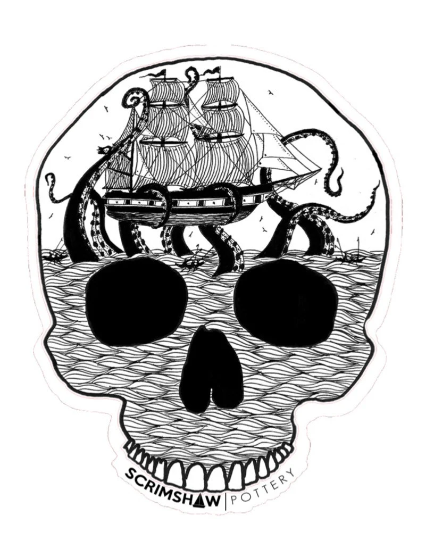 4” Vinyl Kraken Attack Skull Stickers